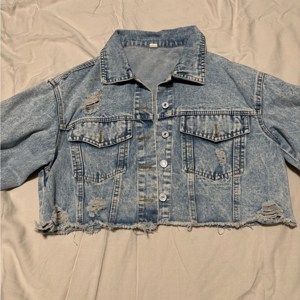 Distressed Light Blue Denim Jacket